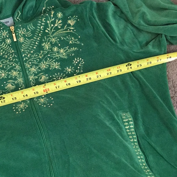 NWOT 2 Piece Set Glitter-scope Green & Gold Metallic Long Sleeve Jogger Set - Picture 11 of 16